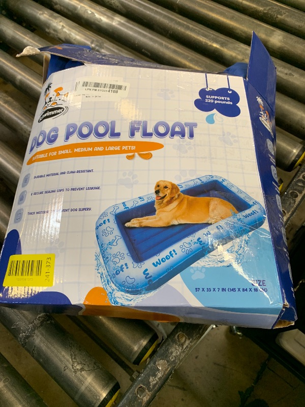 Photo 1 of Schwimmer Dog Pool Float – Premium Pool Float for Large Dogs up to 220lbs – Durable & Inflatable Dog Raft for Pool, Lake & Beach – Comfortable & Safe Floating Mat for Summer Fun – Blue