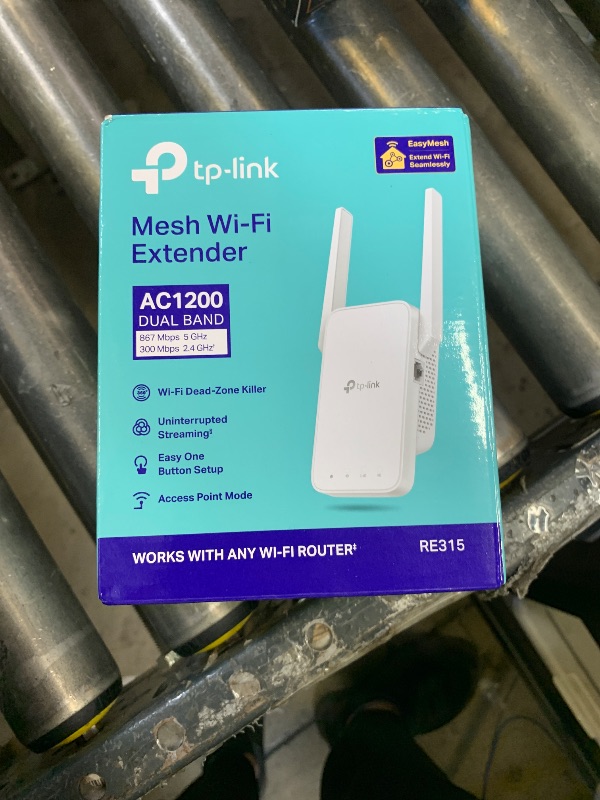 Photo 1 of TP-Link AC1200 WiFi Extender, 2025 Wirecutter Best WiFi Extender, 1.2Gbps Home Signal Booster, Dual Band 5GHz/2.4GHz, Up to 1600 Sq.ft and 32 Devices, EasyMesh Compatible, One Ethernet Port (RE315)