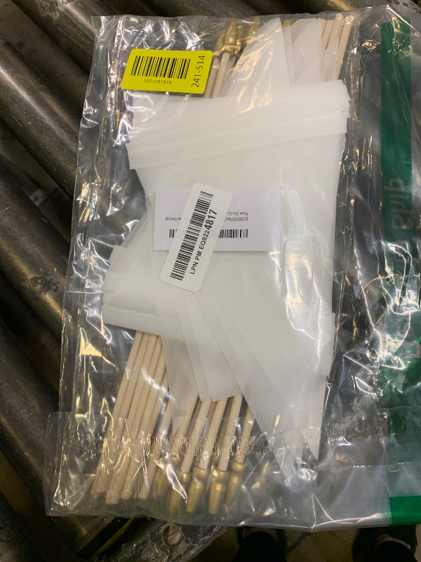 Photo 1 of LUSEOAN 20 Pack White Mini Pennant Wood Stick Sublimation Flag Set - 5x8 Inch Solid Color Blank Hand Held Small Miniature Triangle Plain Flags for DIY Graffiti,School,Kids Birthday,Grand Opening