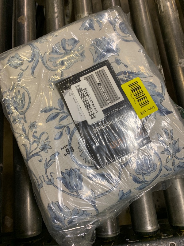 Photo 1 of jinchan Floral Blackout Curtains for Bedroom Living Room 96 Inches Length Farmhouse Curtains Room Darkening Vintage Drapes Traditional Rod Pocket Window Treatment 2 Panels Set Blue on Beige