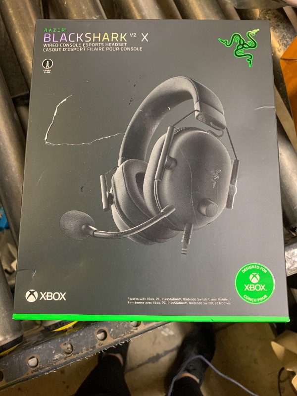 Photo 1 of Razer BlackShark V2 X Xbox Gaming Headset: 50mm Drivers - Cardioid Mic - Lightweight - Comfortable, Noise Isolating Earcups - for Xbox Series X, Series S, PS5, PC, Switch via 3.5mm Audio Jack - Black