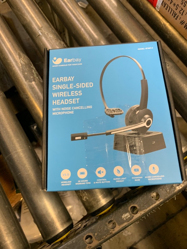 Photo 1 of Earbay Trucker Bluetooth Headset, Wireless Headphones with Mic Mute & USB Dongle, Wireless Headset with Microphone Noise Canceling & Charing Base for Work/PC Computer/Phones/Office/Meeting