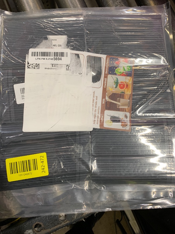 Photo 1 of MAQIHAN Cocktail Straws - Black Plastic Straws Sip Stirrers 5 Inch Drink Stirrer Sticks Disposable Drinking Stir Stick For Coffee, Milk, Juice, Cocktail, Chocolate, Suit For Party, Bar. (600)
