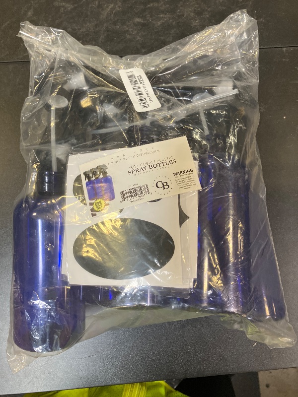 Photo 1 of Cornucopia Brands 16oz Cobalt Blue PLASTIC Spray Bottles w/Heavy Duty Mist & Stream Sprayers and Chalkboard Labels (6-pack); PET #1 BPA-free, Use for DIY, Kitchen, Hair