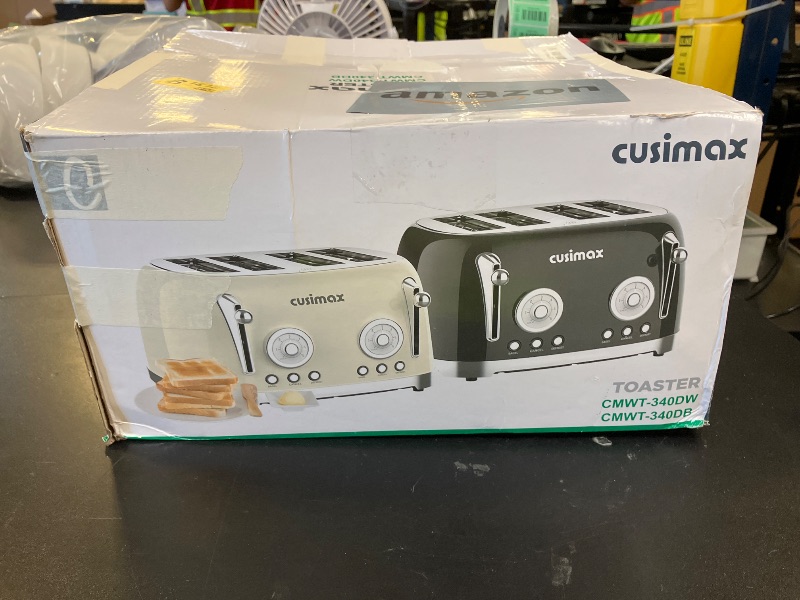 Photo 1 of CUSIMAX Retro 4-Slice Toaster with Wide Slots, Stainless Steel, 6 Toast Settings, Bagel, Cancel, Defrost & Reheat Functions, Dual Independent Control Panels, Black