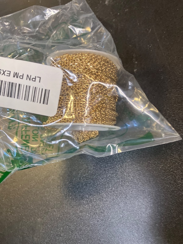 Photo 1 of 33 Feet Gold Rolo Cable Chain Bulk, 3.0mm 18K Gold PVD Plated 304 Stainless Steel Diamond-Cut Oval Rolo Cable Link Chains Roll Spool for Jewelry Making