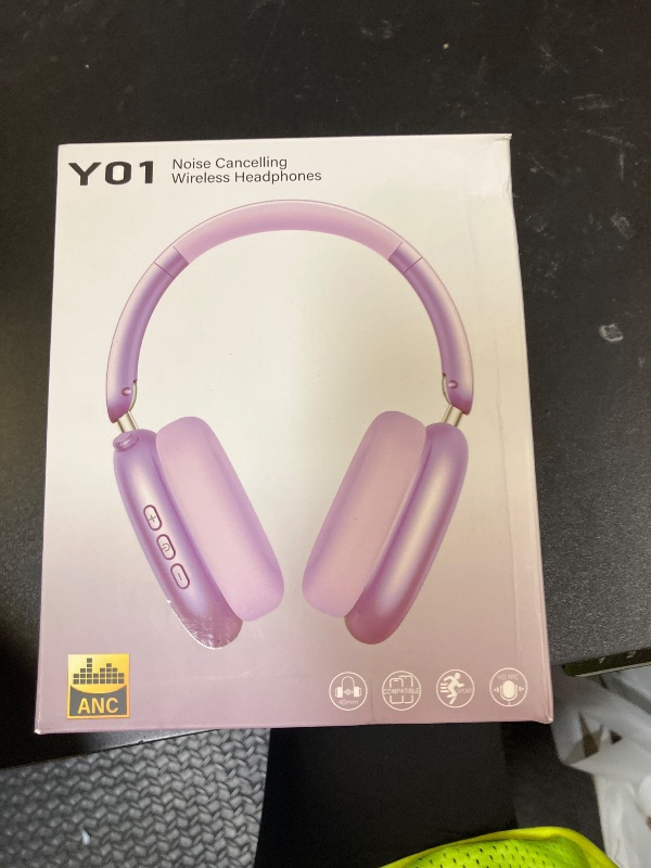 Photo 1 of Wentronic Y01 Wireless Over Ear Headphones, Noise Canceling Bluetooth 5.3 Headphones with Microphones,Hi-Res Audio,48H Playtime,Foldable,Breathable Soft Earpads for iOS/Android/Samsung/PC-Purple