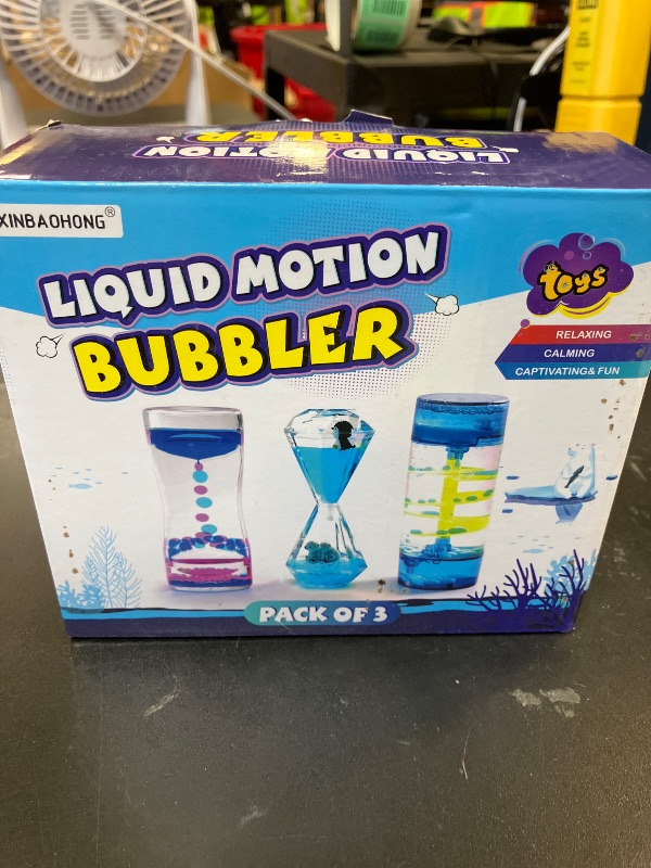 Photo 1 of XINBAOHONG Liquid Motion Bubbler for Kids and Adults 3-Pack Hourglass Liquid Bubbler Timer for Sensory Play Fidget Toy Stress Management Desk Decor