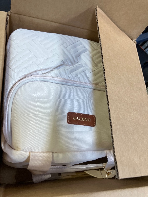 Photo 1 of BABEYER Breastmilk Cooler Bag with Ice Pack Fits 6 Baby Bottles up to 9 Ounce, Wearable Breast Pumps Cooler Bag for Nursing Mom Daycare, Work, Travel- White