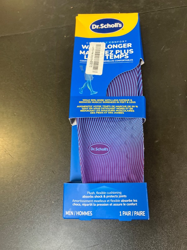 Photo 1 of Dr. Scholl's Walk Longer Insoles for Men - Comfortable Plush Foam Cushioning Inserts for Walking, Hiking, and Standing on Feet All-Day with Arch Support - Walk 50% Longer Without Muscle Fatigue