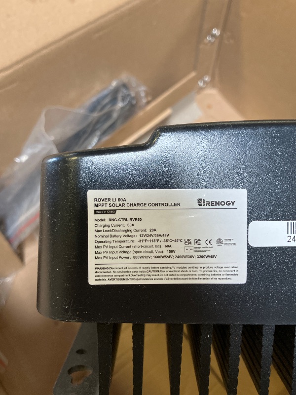 Photo 1 of Renogy Charge Controller-Rover 60A MPPT 12V/24V/36V/48V Auto-Detect LCD Display | 99.9% Efficiency for Gel/Flooded/Lithium Batteries | Dual-Peak Tracking & Modbus Support (60A 12V/24V/36V/48V)