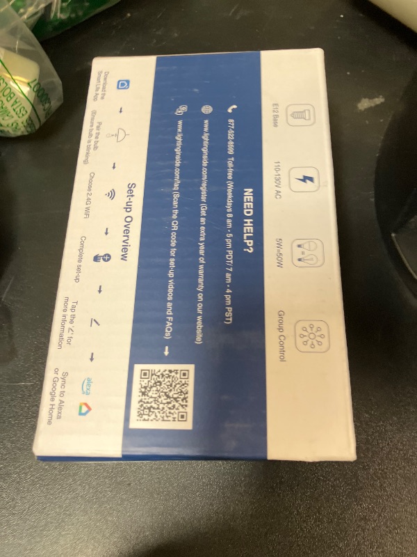 Photo 1 of Lightinginside E12 Smart Light Bulbs 50W Equiv., G16.5 RGBCW Candelabra Chandelier Ceiling Fan Smart Bulb Works with Alexa/Google Home/Smart Life, 5W 550LM, 2.4G WiFi Bluetooth Bulb, ETL Listed, 4PCS
