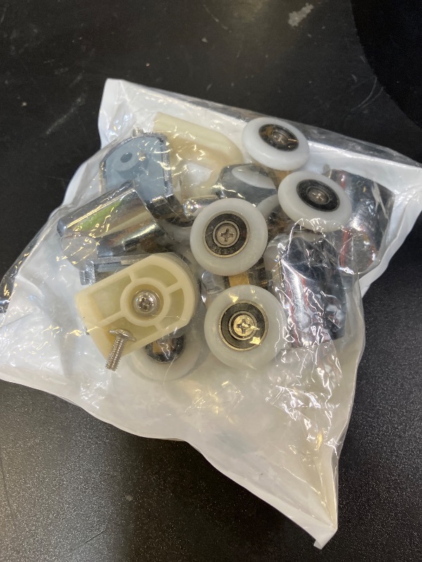 Photo 1 of HAHIYO 23mm Diameter Double Shower Door Runners Smooth Rolling Easy Install Tight Fit Nylon Rollers Wheels Alloy Pulleys Guides Replacement Parts 4 Pcs for Bathroom Kitchen Drawers Track System