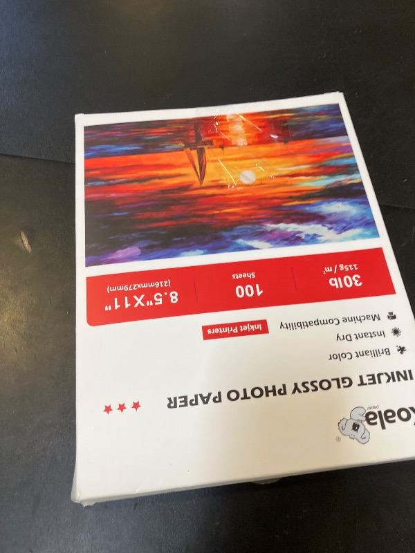 Photo 1 of Koala Glossy Thin Inkjet Paper 8.5x11 Inches 100 Sheets Compatible with Inkjet Printer Use DYE INK 115gsm