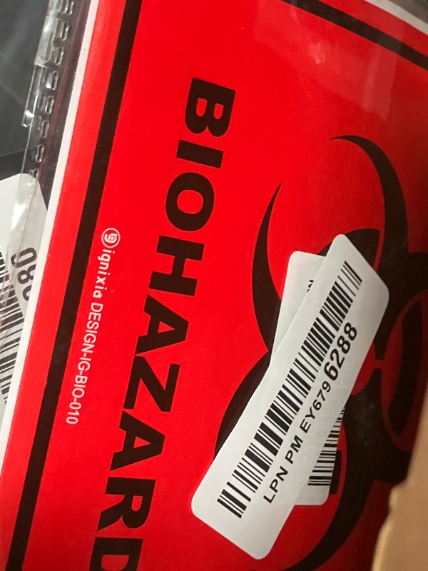 Photo 1 of Biohazard Stickers- 5.5" x 5.5" Biohazard Labels (Pack of 10) - UV Coated Label- Biohazard Warning Sign for Labs, Hospitals and Industrial Use Universal Biohazard Symbol by Ignixia (10)