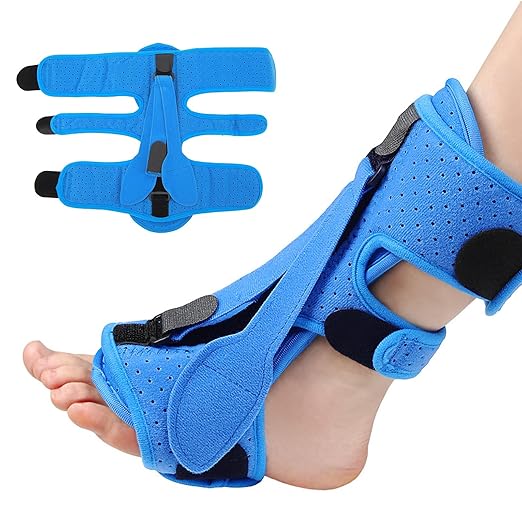 Photo 1 of Honio Foot Drop Orthosis, Fall Foot Support Comfortable Hook and Loop Closure Adjustable Aluminum Strip Universal Easy to Use for Ankle Injuries (Blue) 2 pcs 