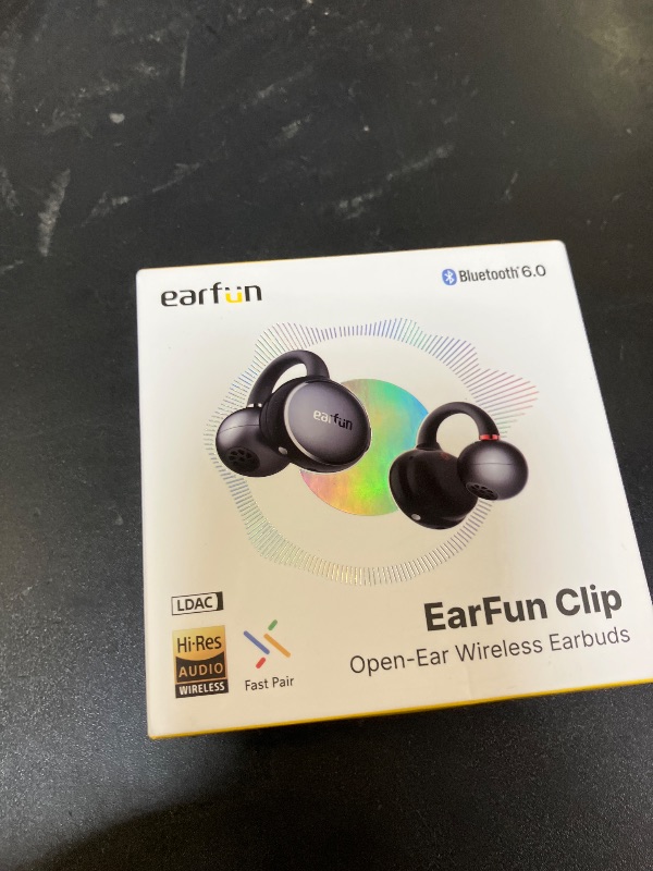 Photo 1 of EarFun Clip Open Ear Earbuds, Wireless Clip On Headphones, Adaptive Comfort with Secure Fit, Bluetooth 6.0, LDAC, Hi-Res Audio, 2 Mics AI ENC Call, 40H Playtime, Earbuds for Sports, Running, Workout