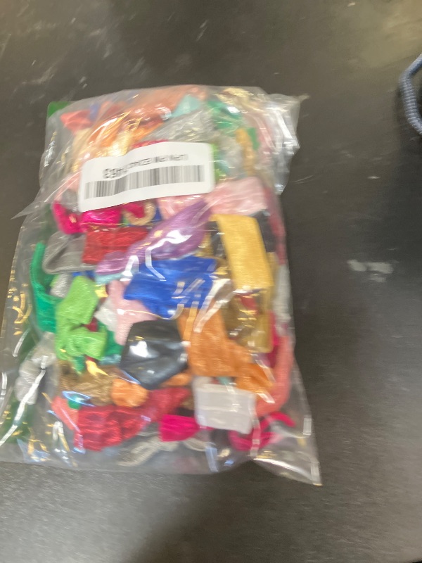 Photo 1 of MAQIHAN 100 PCS Soft Ribbon Hair-Ties - Elastic No Crease Ribbon, Knotted Hair Tie, 20 Colors for Woman, Girl