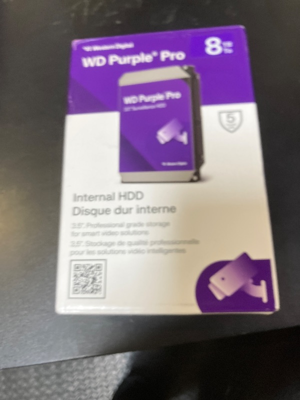 Photo 1 of Western Digital 8TB WD Purple Pro Surveillance Internal Hard Drive HDD - SATA 6 Gb/s, 256 MB Cache, 3.5" - WD8002PURP
