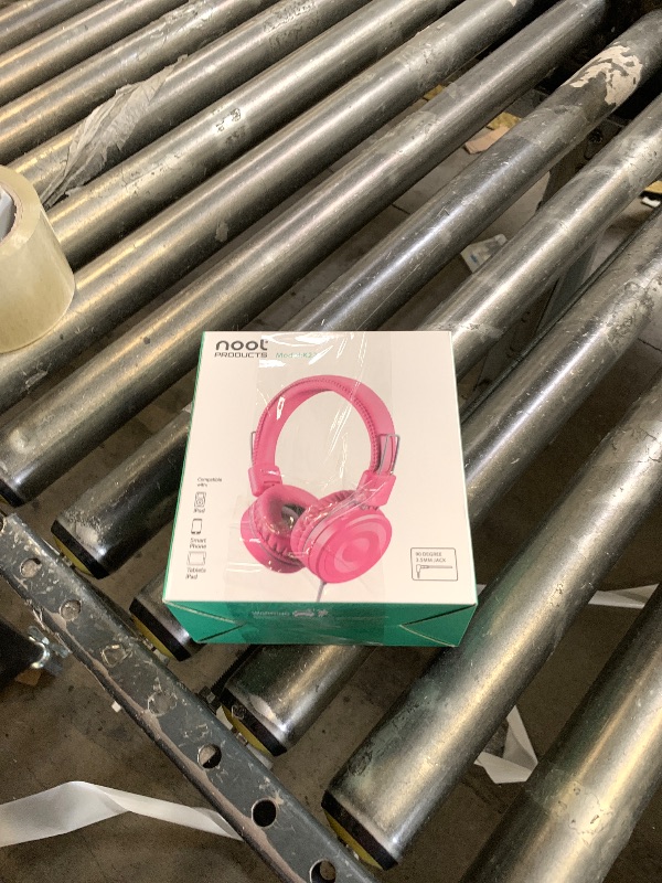 Photo 1 of noot products Kids Headphones K22 Foldable Stereo Tangle-Free 5ft Long Cord 3.5mm Jack Plugin Wired On-Ear Headset for iPad/Amazon Kindle Fire/Girls/School/Laptop/Travel/Plane/Tablet FlamingoPink