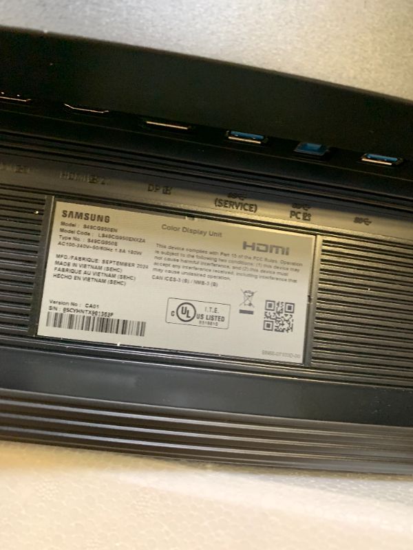 Photo 1 of SAMSUNG 49" Odyssey G9 (G95C) Series DQHD 1000R Curved Gaming Monitor, 240Hz, 1ms(GtG), DisplayHDR 1000, AMD FreeSync Premium Pro, Eye Saver Mode, Auto Source Switch+, LS49CG950ENXZA, 2024