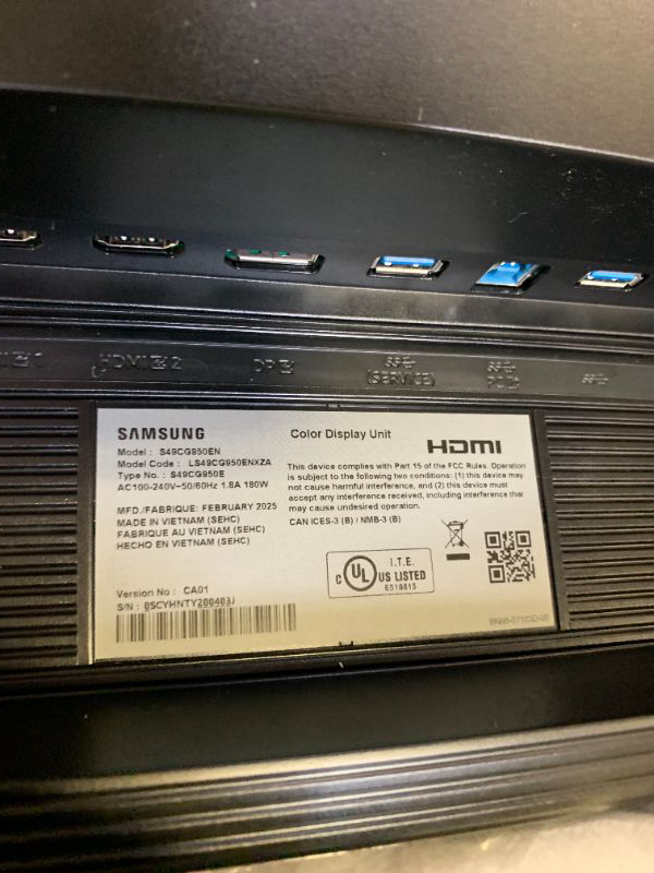 Photo 1 of SAMSUNG 49" Odyssey G9 (G95C) Series DQHD 1000R Curved Gaming Monitor, 240Hz, 1ms(GtG), DisplayHDR 1000, AMD FreeSync Premium Pro, Eye Saver Mode, Auto Source Switch+, LS49CG950ENXZA, 2024