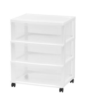 Photo 1 of Iris Usa 3 Drawer Wide Storage Drawer Cart with Caster Wheels, Plastic Rolling Dresser for Home Closet Bedroom Bathroom Office Laundry Kitchen Craft R
