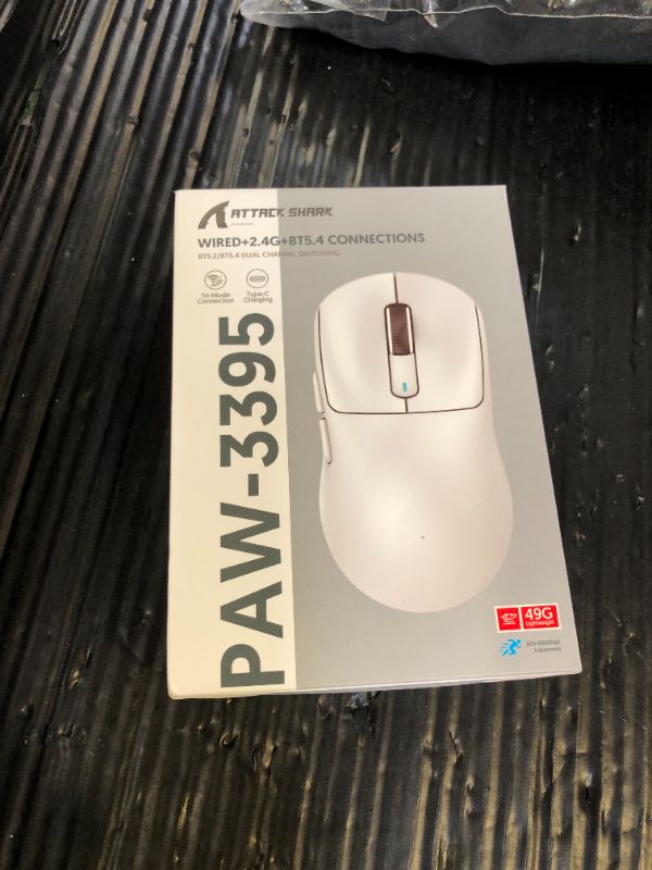 Photo 1 of ATTACK SHARK X3 Lightweight Wireless Gaming Mouse with Tri-Mode 2.4G/USB-C Wired/Bluetooth,Up to 26K DPI, PAW3395 Optical Sensor,Kailh GM8.0 Switch,5 programmable Buttons for PC/Win/Mac(Black)