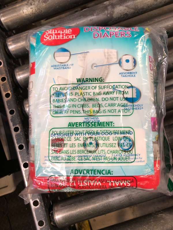 Photo 1 of Simple Solution Female Dog Diapers – Disposable Diapers for Potty Training, Incontinence, and Heat Cycle Protection – Leak-Proof Fit for Small Dogs, 12–19 Inch Waist – 30 Count