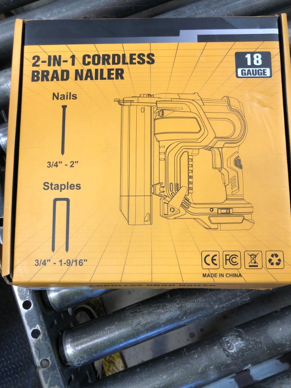 Photo 1 of MtiolHig Cordless 2" Brad Nailer Compatible with Dewalt 20V Battery (No Battery), 2-in-1 Electric Nail Gun/Staple Gun, 18 Gauge Nail Gun Powered with 1000 Nails