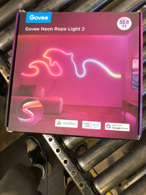 Photo 1 of Govee RGBIC Neon Lights, LED Smart Neon Rope Light 2 Works with Matter, Alexa, Google Assistant, Custom DIY Neon Strip Lights for Bedroom and Wall Decor, Softer Material, 16.4ft, White