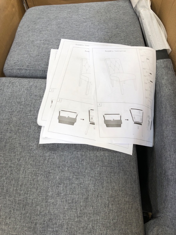 Photo 1 of Welzona Upholstered Dining Chairs Set of 4, Button Tufted Parsons Dining Chair with Solid Wood Legs, Modern Fabric Side Chair for Dining Room/Kitchen/Restaurant/Hotel- Grey