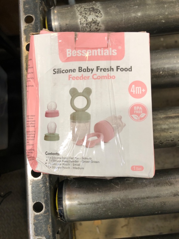 Photo 1 of Bessentials Baby Fresh Fruit Food Feeder - 2 Pack Silicone Mesh Feeders for Infant Safe Self Feeding |3 Sizes Food Pouches Included| Suitable for Baby 4m+ (Light Pink & Grass Green)