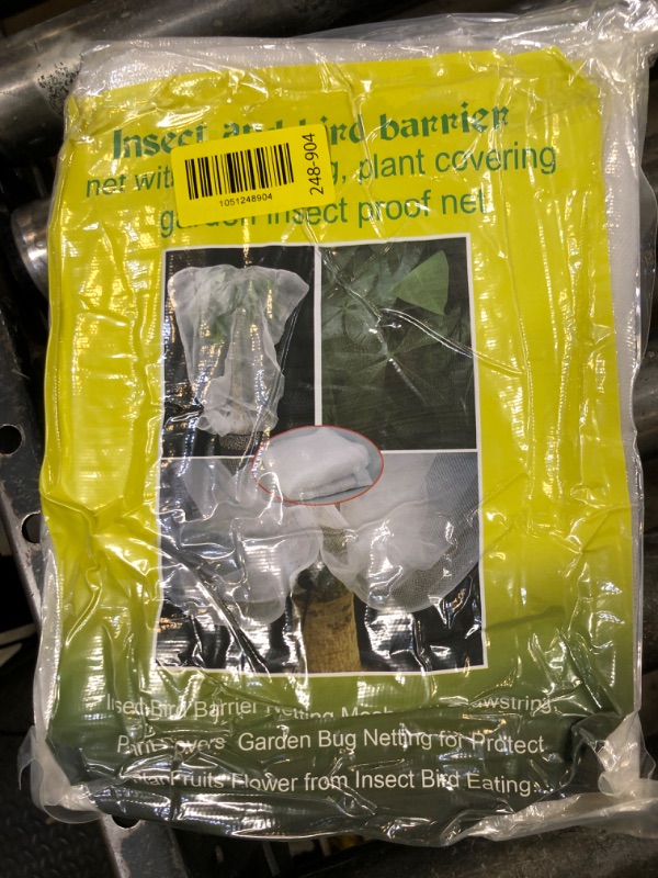 Photo 1 of 4 Pack Garden Mesh Netting for Plants 2.6x3.3ft - 3.3x4.9ft Insect Bird Netting Pest Barrier Bag with Drawstring 2 Size Fruits Tree Blueberry Bush Netting Cover Bag Protection for Vegetables Tomato