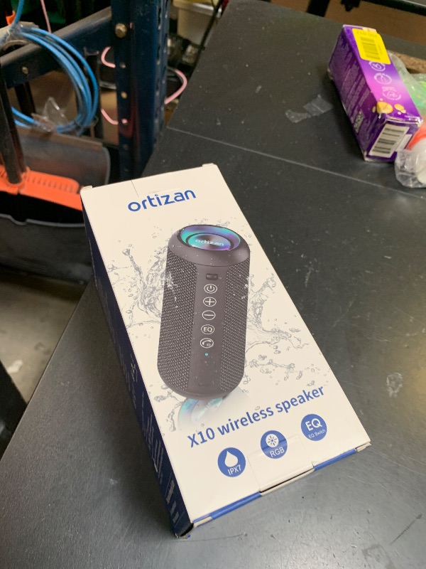 Photo 1 of Ortizan Portable Bluetooth Speaker: IPX7 Waterproof, 24W Loud Sound, Deep Bass, Bluetooth 5.3, LED Lights, Wireless Stereo Pairing, 30H Playtime, for Home/Outdoor/Party/Beach, Birthday Gift (Black)