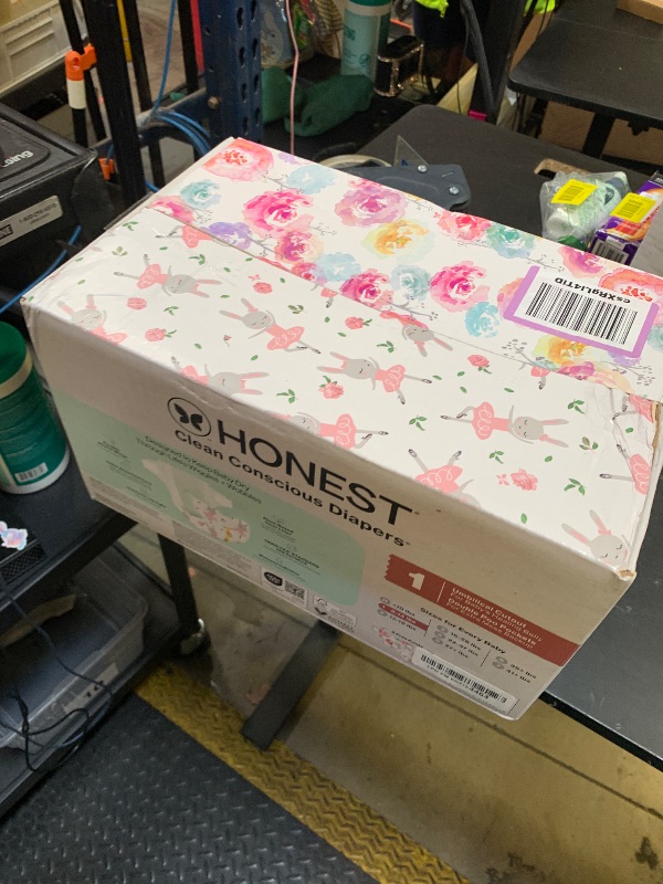 Photo 1 of The Honest Company Clean Conscious Diapers for Delicate Skin | Up to 100% Leakproof | Hypoallergenic, Fragrance Free | Girl Prints | Club Box, Size 1 (8-14 lbs), 78 Count (Prints May Vary)