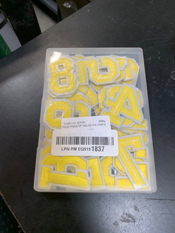 Photo 1 of Number Iron On Patches, Numbers 0-9 Embroidery Applique Patch, DIY Decorative Heat Press Patches for Clothing Jeans Jackets Backpacks Hats (Yellow 50 Pcs)