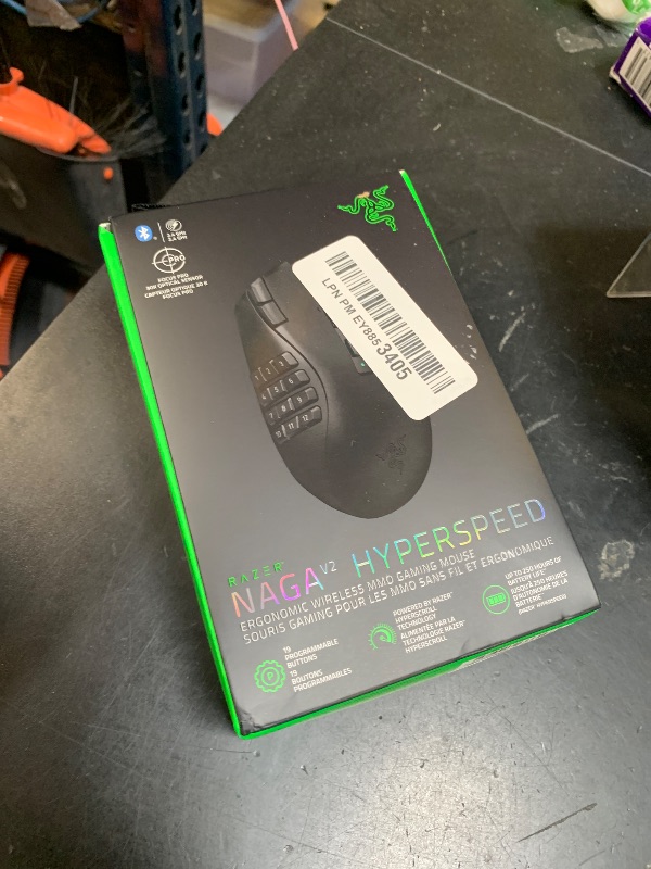 Photo 1 of Razer Naga V2 HyperSpeed Wireless MMO Gaming Mouse: 19 Programmable Buttons - HyperScroll Technology - Focus Pro 30K Optical Sensor - Mechanical Mouse Switches Gen-2 - Up to 400 Hr Battery Life