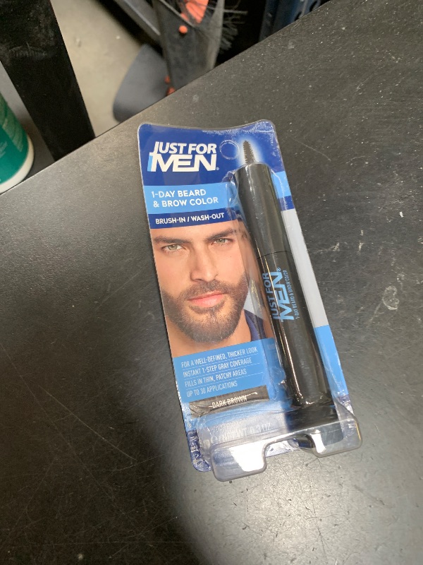 Photo 1 of Just for Men 1-Day Beard & Brow Color, Temporary Color for Beard and Eyebrows, For a Fuller, Well-Defined Look, Up to 30 Applications, Dark Brown