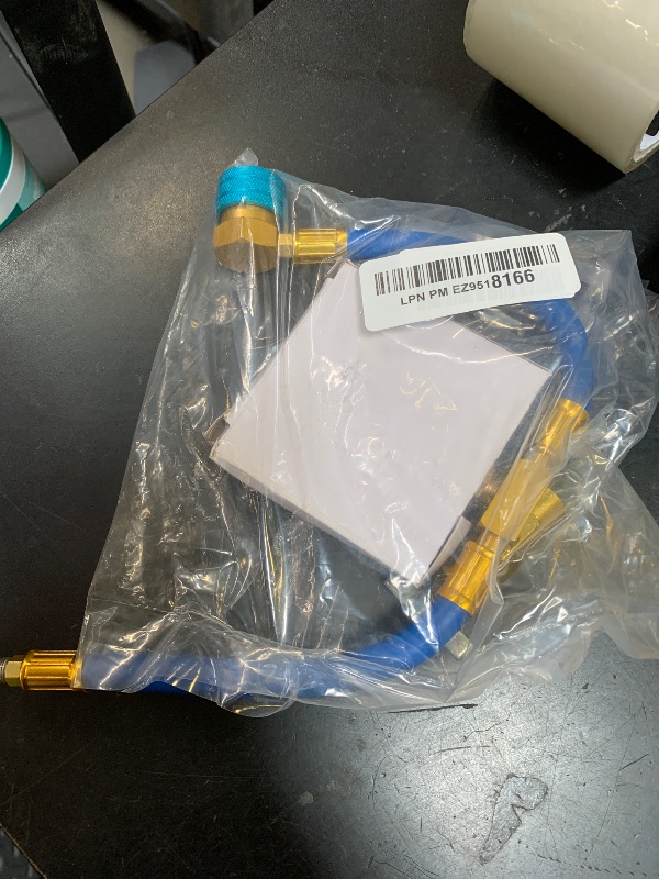Photo 1 of Ketofa R1234YF Refrigerant Charge Hose Kit, R-1234YF AC Refrigerant Can Hose with Gauge, 1/2 LH Can Opener Tap and R1234YF Low Side Adapter