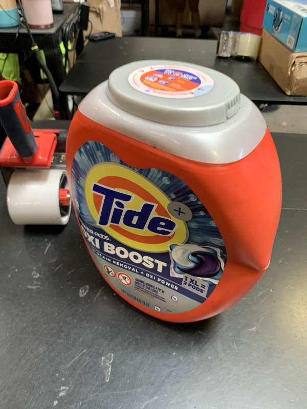 Photo 1 of Tide Oxi Boost Power PODS Laundry Detergent Pods, 45 Count, HE Compatible, Stain Remover Plus Oxi Power, Removes Tough Set-In Stains