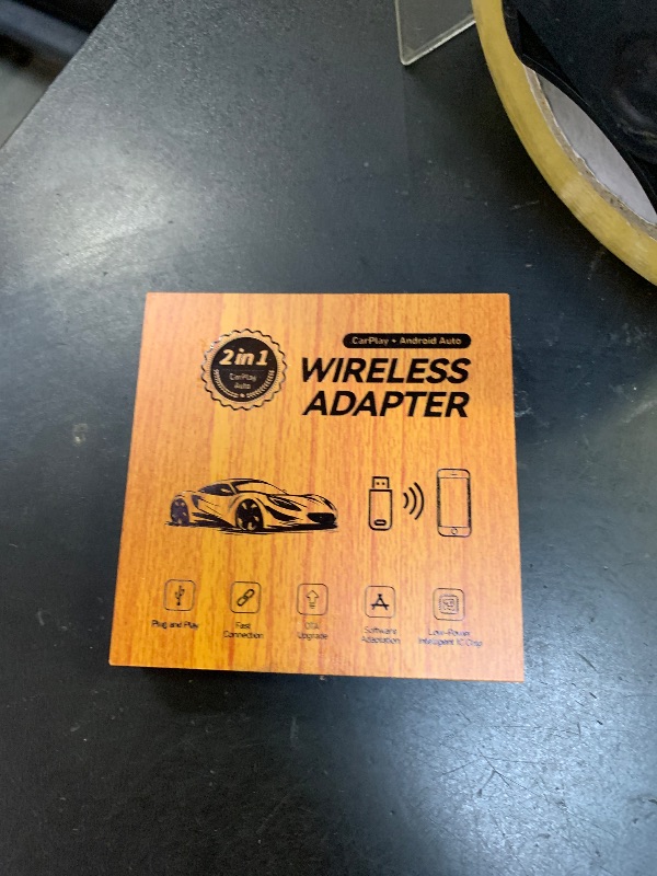 Photo 1 of 2-in-1 Wireless CarPlay Adapter Support Apple CarPlay & Android Auto, Mini Bluetooth USB A & USB C Dongle Convert Wired to Wireless Compatible with iPhone & Android