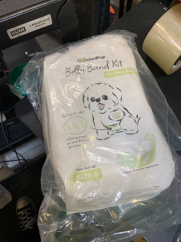 Photo 1 of WICKEDPUP Male Dog Belly Band Kit, 50 Diaper Pads & 1 Reusable Male Wrap (Size 0 (10.5"-14" Waist))