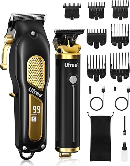 Photo 1 of Ufree Hair Clippers for Men, Professional Clippers and Trimmers Set, Cordless Clippers for Hair Cutting, Beard Trimmer, Barber Clippers, Rechargeable Electric Shaver, Gifts for Men, Black Gold