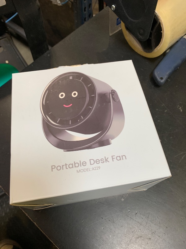 Photo 1 of YOSHENMO Portable Desk Fan for Bedroom, Turbo Table Fans with smile icon LED Display, 6-inch, 5-Speed Strong Airflow, Low Noise, 360° Adjustable Tilt, Suitable for Home, Office, Outdoor, Ink Black