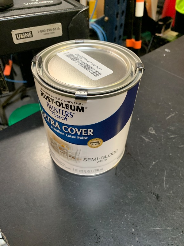 Photo 1 of Rust-Oleum 1993502 Painter's Touch Ultra Cover Multi-Purpose Brush-On Paint, 1 Quart, Semi-Gloss White
