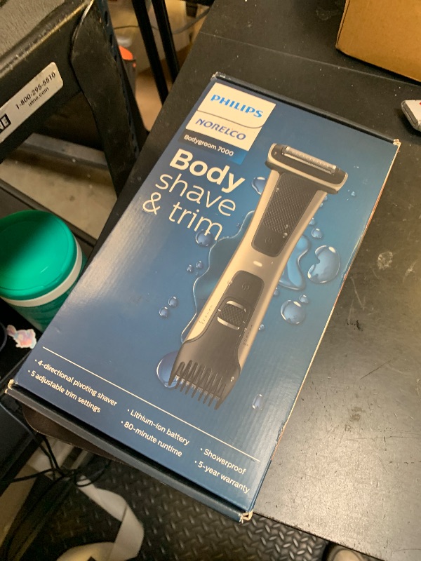 Photo 1 of Philips Norelco Bodygroom 7000 Series, Showerproof Groin and Body Trimmer for Men, Precise Body Grooming, Adjustable Comb, Safe Even Below The Belt, 80 Min. Runtime, Model BG7030/49