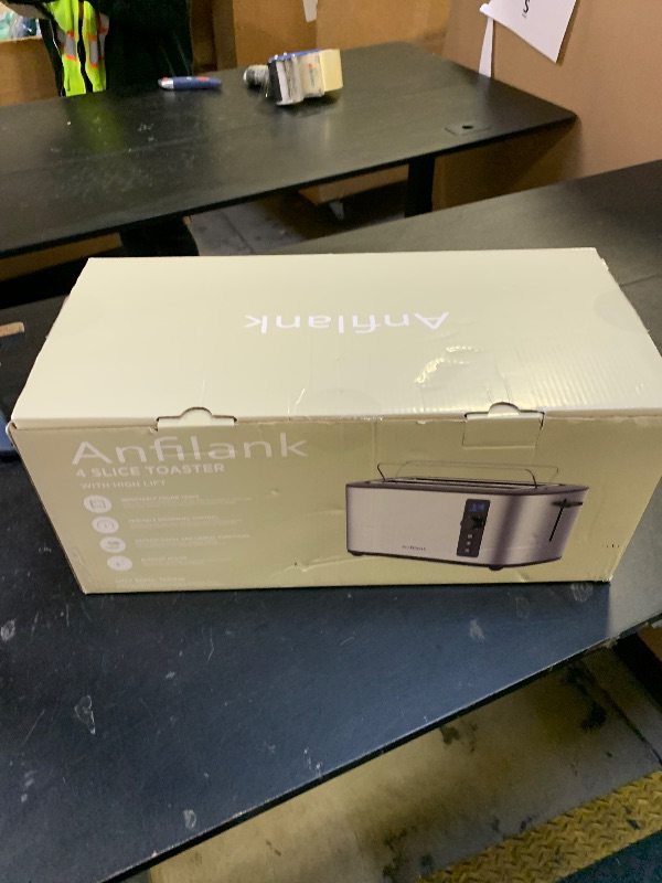 Photo 1 of Anfilank Toaster 4 Slice with Countdown Timer, Extra Wide Slots for Bagels and Waffles, 6 Browning Settings, Removable Crumb Tray, Stainless Steel