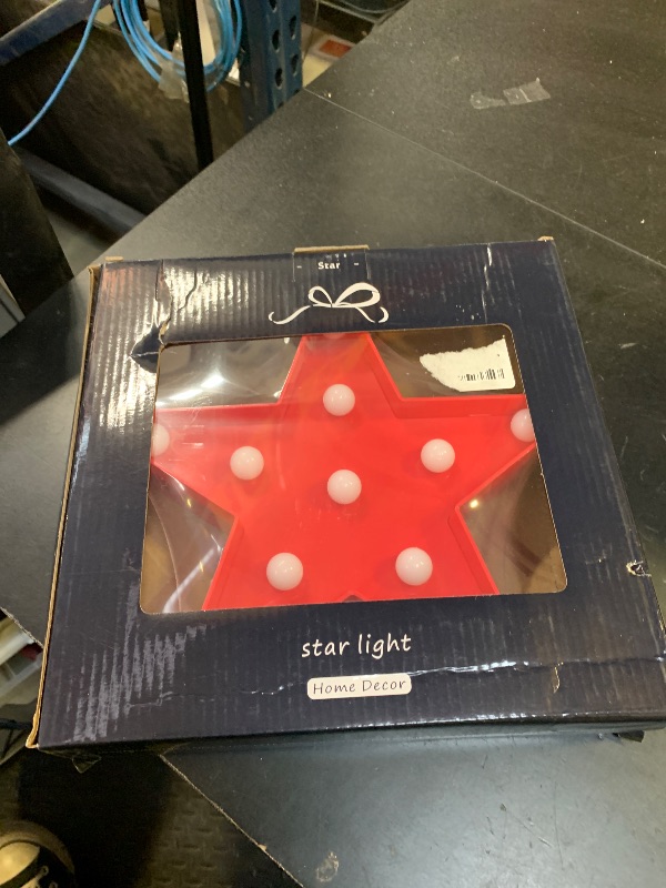 Photo 1 of Marquee Light Star Shaped LED Plastic Sign-Lighted Marquee Star Sign Wall Décor Battery Operated (Red)