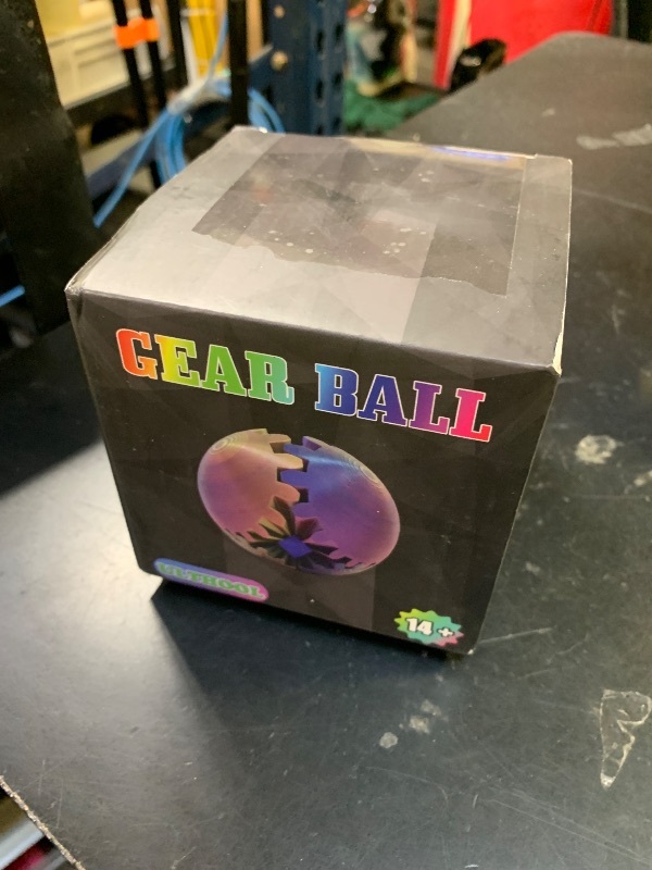 Photo 1 of Gear Ball, 4.2in 3D Printed Gear Ball Spin Ball Cube Fidget Toys, Gear Sphere, Gear Ball Fidget Toy, Stress Ball, GearSphere Desk Toy, Fidget Balls, Gear Toy for Anxiety Relaxing (Laser Green Blue)